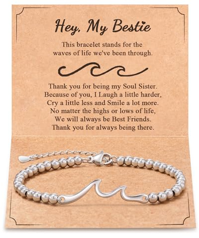 Aunis Best Friend Gift for Women, Best Friend Bestie Birthday Valentines I Love You Gifts Bracelet Presents for Women Her Soul Sister Birthday Valentines Day Christmas