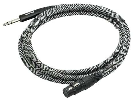 Rayzm Mikrofonkabel XLR Buchse zu 6,35 mm Klinkenstecker,3 Meter Ausgewogenes 3-poliges XLR zu TRS Stereo-Kabel, Geflochtenes Nylon, Metallanschlüsse