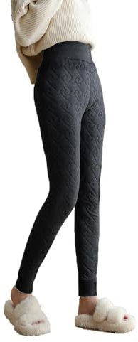KONG JIMFAN Strumpfhosen Für Damen Skihose Große Größen Shapewear-Legging Termostrumpfhosen Strumpfhose Mit Muster Langlaufski Set Thermohose Gefüttert(Dunkelgrau,L)