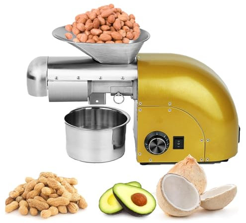 Kindevieft 1800W Oil Press Machine, Automatic Commercial Oil Expeller Extractors Stainless Steel Oil Presser Pressing Mill Maker Machine for Commercial Domestic Use,Gold