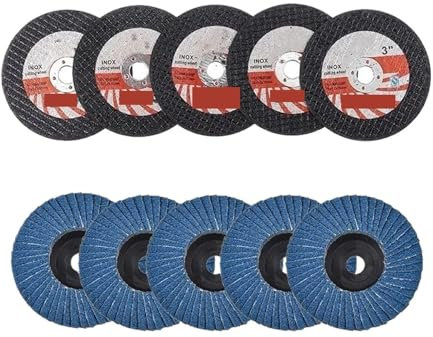 5 Pezzi 75 mm Dischi da Taglio + 5 Pezzi/Dischi lamellari Piatti rettifica/Ruota for smerigliatrice angolare Taglio lucidatura/Piastrelle in Ceramica Legno Pietra Acciaio