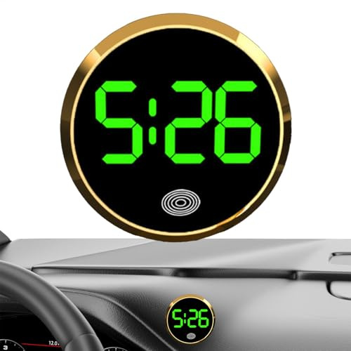 shuhauk Reloj de coche para salpicadero, pantalla táctil, pequeño reloj digital para coche, diseño de pantalla táctil, suministros interiores para vehículos pequeños, RV, camión, sedán