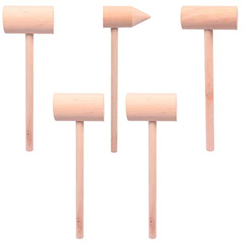 VICASKY 5pcs Wooden Toy Hammers Mallets for Boys and Girls Educational Plaything Hammer for Boy Girl Building Playset