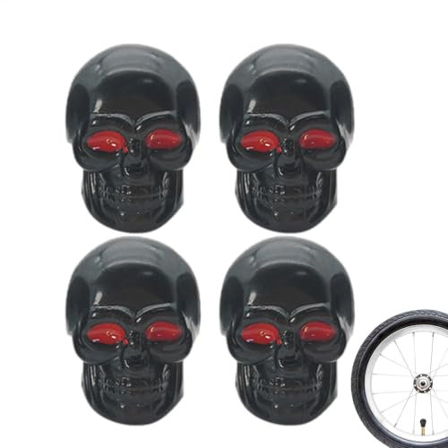 Tappi Per Valvole Per Pneumatici Per Cranio | Tappi Della Valvola 'aria Per Pneumatici Per Auto Da Cranio 4 Pezzi, Tappi Per Aria Pneumatici Freddi A Prova Di Polvere Per Auto Motociclette D