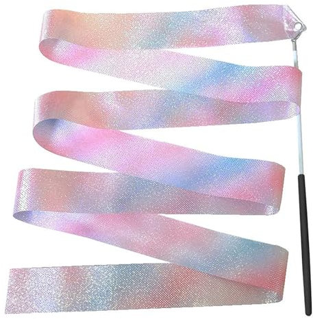 LZTDSBX Tanzband Zauberstab, 2/4 m blinkendes Tanzband mit Zauberstab, buntes Gymnastikband, ästhetischer Wirbelband-Streamer for künstlerisches Tanztraining(Black,4m)