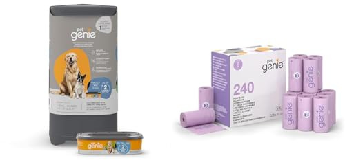 Pet Genie Poubelle à déjection Canines sans odeurs pour Chien, Chiot et Animaux familiers - 1 Recharge - 2 Mois pour Un Chien et Sacs à crottes (16 unités)