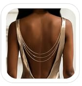 Layered Backdrop Dainty Chain for Backless Dress Bridal Wedding Back Necklace Shoulder Chain Sexy Summer Beach Body Jewelry (Gold)