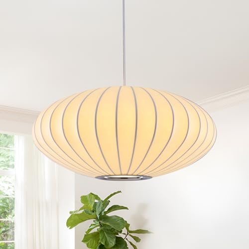 kaixunl Moderner Stoff Deckenlampe Laterne Lampe Weiß Blase Deckenleuchte Japanischen Stil Hängelampe Lampenschirm Kunstseide Pendelleuchte Geeignet Für Wohnzimmer Esszimmer Schlafzimmer Foyer 40cm