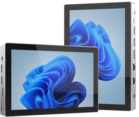 Mini PC Computer-HEIGAOLAPC Mini Desktop Celeron N95, 16GB RAM 256GB eMMC, Windows 11 Pro Mini-pc with 7 Inch Touchscreen HD 1280x800, Dual 4K Display Output, HDMI, USB-C3.1, Wifi5,0, SIM 4G, Dual Lan