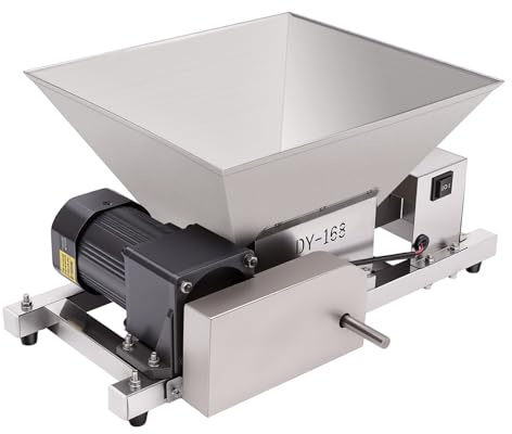 CHFUNE Obstmühle, 4L Elektrisch Obsthäcksler Edelstahl Traubenmühle Produktionskapazität 20kg/h 220V 60W Fruchtbrecher Obst Brot Brauner Zucker Brechmaschine