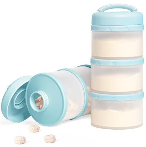 Termichy Mjölkpulver, portionskopa, baby, stapelbar, mjölkpulverförvaringslåda, 2 stycken (ljusblå)
