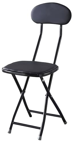 Sgabelli alti da bar, sedie pieghevoli imbottite con schienale, per uso interno e negozio, sgabelli pieghevoli portatili, colore nero, altezza 45 cm, 1 pezzo