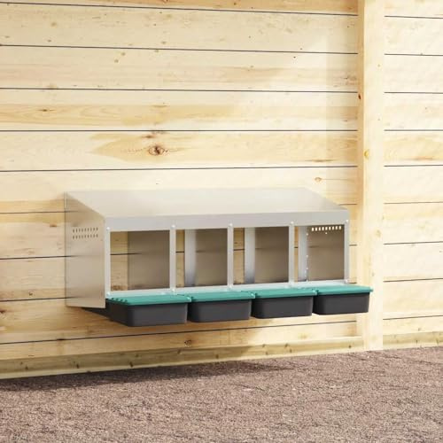 Meerschweinchen Gehege Hasenkäfig,Hühner-Nistkasten 4 Fächer Wandmontage Verzinkter Stahl,Kleintierstall Perfekt für Draußen und Drinnen