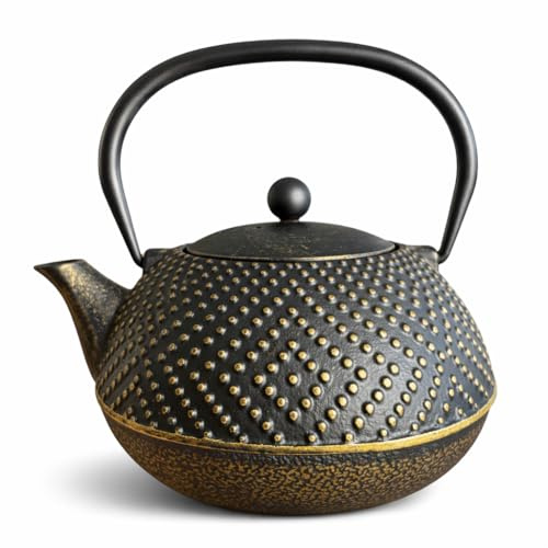 Théière en Fonte Induction 0,9L – Garde la Chaleur 2x Plus Longtemps – Infuseur Inox – Intérieur Émaillé Anti-Rouille – Idéale Thé en Vrac (2–4 Tasses)