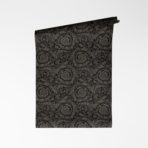 A.S. Création non-woven tapet med rankmotiv i grått, svart – lyxig blommig barocktapet 10,05 m x 0,70 m – 791352