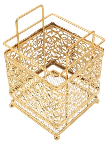 CIYODO Organizador de Brochas de Maquillaje Metálico Dorado, Soporte para Pinceles de Maquillaje, Estante para Secar Brochas, Contenedor Compacto para Tocador y Almacenamiento