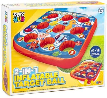 Inflatable Target Ball Game 2 in 1 Kids Garden Toss Game - Reversible Outdoor Indoor Party Game with 6 Soft Balls - Throwing Target Toy for Children BBQ Family Games Age 5+