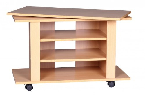 Wohnling TV-Bank Oregon 75x38x51 cm Buche Drehbar Rollbar | Fernsehtisch mit 3 Ablage-Ebenen und Kabeldurchlass, HiFi-Regal auf Rollen, Lowboard für Wohnzimmer und Büro