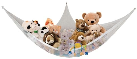 Dreambaby Super Corner Toy Hammock Net Organizer - with Stuffed Animal Toy Chain Hanger - 6ft Long - Holds up to 10lbs Maximum Weight - White - Model F605