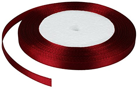 GCS LONDON Satinband 22 – 25 m x 6 mm för bröllop, hantverk, presentförpackning och jul, röd, brun