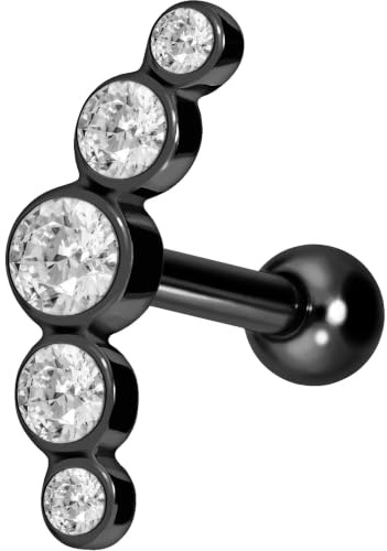 PIERCINGLINE Chirurgenstahl Ohrpiercing - langlebig & hautfreundlich - stylischer Ohrschmuck - Helix Stecker - 5 Kristalle