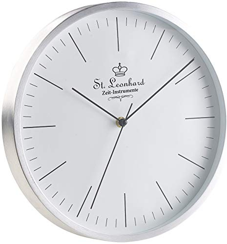St. Leonhard Küchenuhr Funk lautlos: Moderne Aluminium-Funk-Wanduhr, flüsterleises Sweep-Uhrwerk, Ø 31 cm (Wanduhr Wohnzimmer lautlos, modern, Küchenuhren)