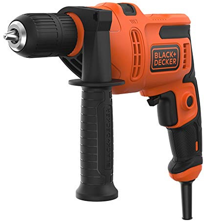 BLACK+DECKER 500W Electric Hammer Drill, Powerful 0-49,300 BPM for Masonry and Concrete, Compact Design with Side Handle, BEH200-GB