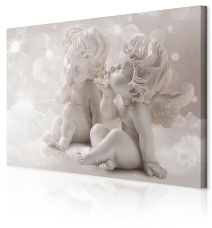 decomonkey Wandbilder Engel 120x80 cm 1 Teilig Leinwandbilder Kunstdruck | Strukturleinwand, Holzkeilrahmen, Bild auf Leinwand, Wanddeko, Wohnzimmer, Wanddekoration, Pusteblume, Abstrakt