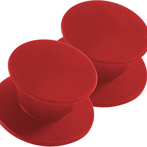 Kerafactum Poignée de Remplacement pour Couvercle en Verre poignée de Casserole Robuste Bouton de Couvercle Couvercle de Casserole Knauf Poignée Universelle siliconée Echange 2 x Couleur Rouge