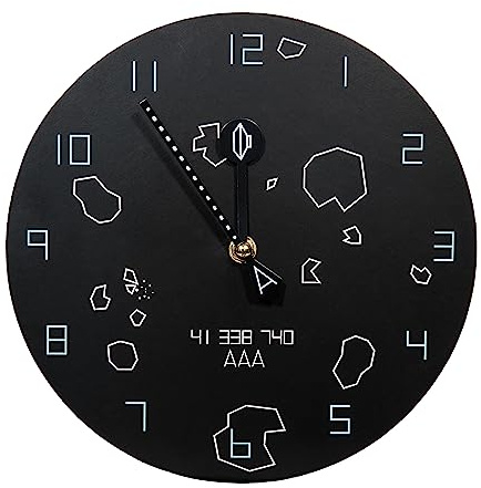 Asteroids Wanduhr – Retro Arcade Uhr für Gaming Fans im eleganten Design | Holz, Geräuscharmes Uhrwerk, Analoges Zifferblatt, Batteriebetrieben, Pixeldesign, Für Wohn-, Arbeits- oder Spielzimmer