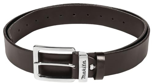 Makita E-05387 Ledergürtel Größe L braun, 133 cm lang, Ledergürtel aus Rindsleder, Echtleder, 40 mm breit, kürzbar, Schlaufen und Schnallen hochwertig vernickelt und poliert
