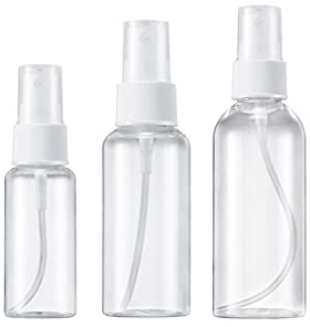 Flaconi spray, 3 Pezzi Spruzzino Vuoto Nebulizzatore 30ml 60ml 80ml Trasparente Plastica Atomizzatore da Viaggio Flacone Fine Nebbia Bottiglie Disinfettantei Spruzzino Acqua Liquidi Profumo
