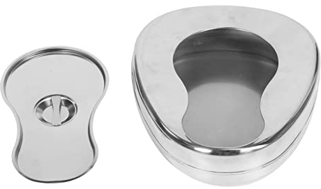 Bettpfanne aus Edelstahl Bettpfanne: Bettkapssitz Urinal mit Deckel Metall Bett Pan Medizintechnik für Bett Gebunden Bettbedürftige Patienten Ältere Weibliche Männchen