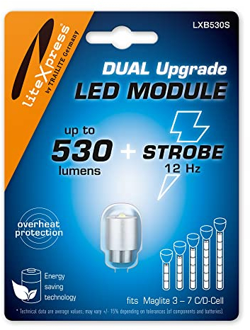 Litexpress LXB530S Dual Mode LED Upgrade Modul 530 Lumen und Strobe Mode für 3-7 C/D-Cell Maglite Taschenlampen