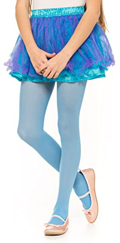 OVISSA Collant da Balletto per Ragazze Collant Scolastici per Bambine Resistenti con Piedi Morbidi Uniformi Scolastiche Danza Sport 50 DEN con Microfibra, Blu 5-6 anni