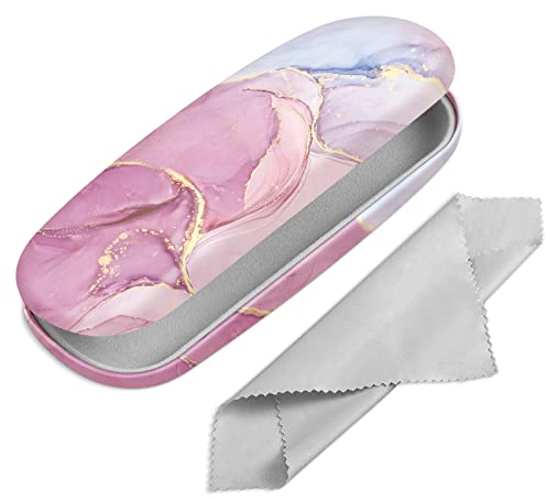 FINTIE Hardcase Brillenetui - Tragbare Hartschale Brillenetui mit Brillenputztuch - Etui für Brillen und Sonnenbrille, Glorreicher Marmor