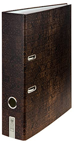 AntikMosaik Ordner Aktenordner, für DIN A4 ca. 8 cm breit, dunkelbraun | Motivordner Fliesen braun Mosaik-Ornament, Muster edel, für Büro und Wohnzimmer