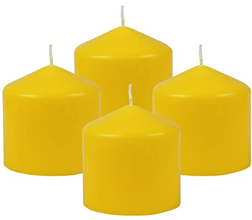 Bestgoodies Stumpenkerzen Wachskerzen Ø8cm x 8cm (4er Pack) Gelb - Lange Brenndauer, Hergestellt in EU, Kerzen Blockkerzen - Wachs Stumpen