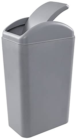 Morcte 3.5 Gallon Plastic Small Garbage Can with Swing Lid, Swing Top Trash Can, Gray