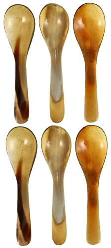KICHOUSE 6pcs Quality Fluted Coffee Horn Elegant Kitchen Spoons of Cooking Spoons Vintage Dessert Portable Wear-Resistant