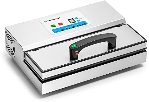 Forgast Máquina de sellado al vacío | Acero inoxidable | Máquina de vacío | Bomba de vacío | Envasadora de campana | Fácil de limpiar | Pantalla electrónica | Tira de sellado de 31 cm de longitud