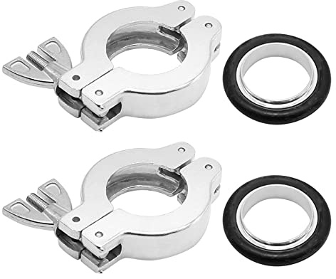 Vkinman 2 Pcs KF25 Aluminium Wing Nut Hinge Clamp w/Aluminum Centering Ring KF25 with FKM Viton Quick Clamps O-ring