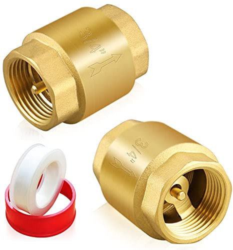 Lot de 2 clapets anti-retour à ressort à filetage 3/4 NPT en laiton anti-retour horizontal unidirectionnel Clapet anti-retour vertical en ligne pour puits, pompe, réservoir, prévention du refoulement