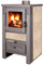 ProTermo Nova G Beige Kaminofen mit Schamottsteinen - 7,5 kW Heizleistung - 82x48x48cm Kaminofen Holzofen mit Sichtfenster, Bauart 1