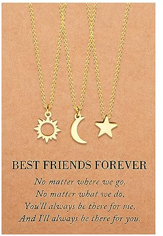 MANVEN Sonne und Mond Halskette Freundschaft Beste Freundin Geschenke | Freundschaftshalskette Geburtstag für Schwestern Gute Freunde Frauen Teens Mädchen für 3