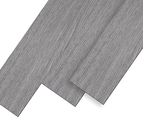 UISEBRT PVC Bodenbelag Selbstklebend Fliesen Vinylboden Holz-Optik, 91,44 x 15,24 x 0,2 cm, 36 Stück für ca. 5 m², Dekor-Dielen für Küche Wohnzimmer Balkon (Grau)