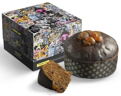 Panettone Artigianale Cioccolato Fondente e Albicocche | Bonfissuto | Pasticceria Siciliana | Canicattì Sicilia | 1Kg | Confezione da Collezione Iconic Art | Dolce Natale | Regalo Natalizio