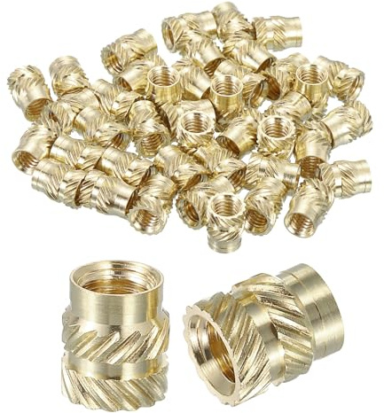 QUARKZMAN Tuercas de Inserción Estriadas, 50 Unidades M5x8mm Lx7mm OD Tuercas de Latón para Impresión 3D Tuercas de Inserción Roscadas Tuercas de Inserción de Latón