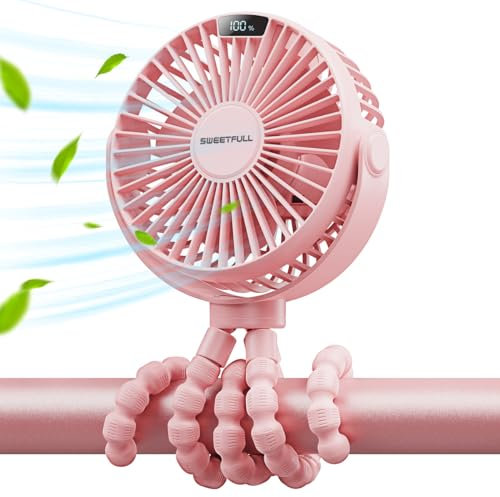 NIUAWASA Mini ventilador USB recargable – 6000 mAh silencioso ventilador escritorio 12H + portátil con trípode flexible 360 ° ajustable para la casa de camping cochecito oficina (rosa)