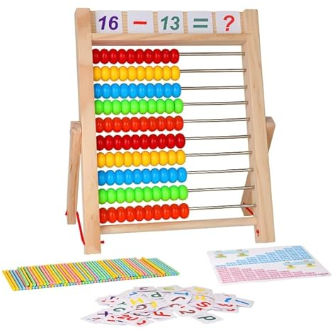 XUNIVERS Holz Rechenschieber,Holzspielzeug Baby,Abakus,Montessori Spielzeug,Mathematik mit 100 Holzperlen Kinderspielzeug Motorikspielzeug Lernspielzeug Geschenke für Kinder für Kinder ab 3 Jahren